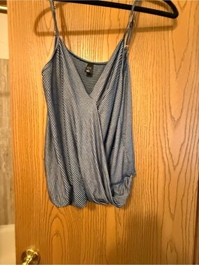 Blue Striped Wrap-Front Cami Top - Women